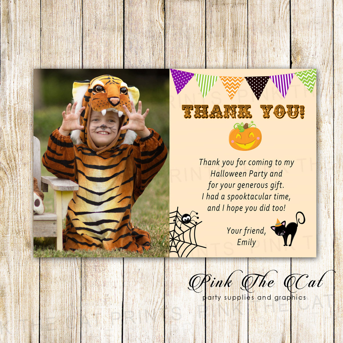 30 thank you cards halloween kids birthday photo