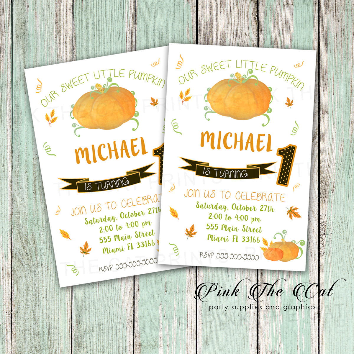  Pumkin invitation kids birthday party orange