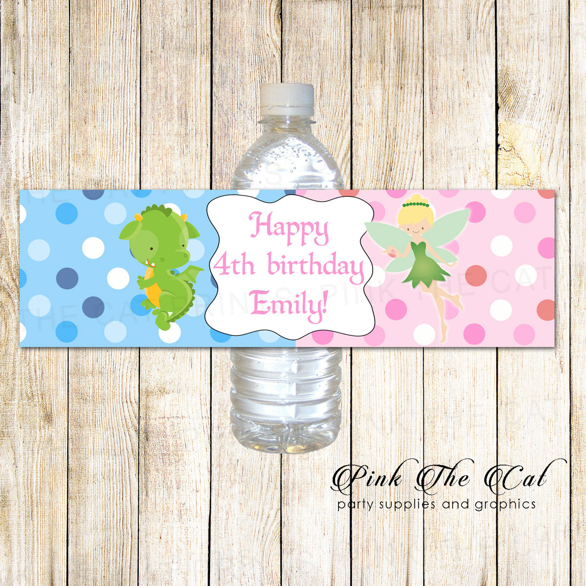 30 Bottle Labels Dragon Fairy Kids Birthday Bottle Label