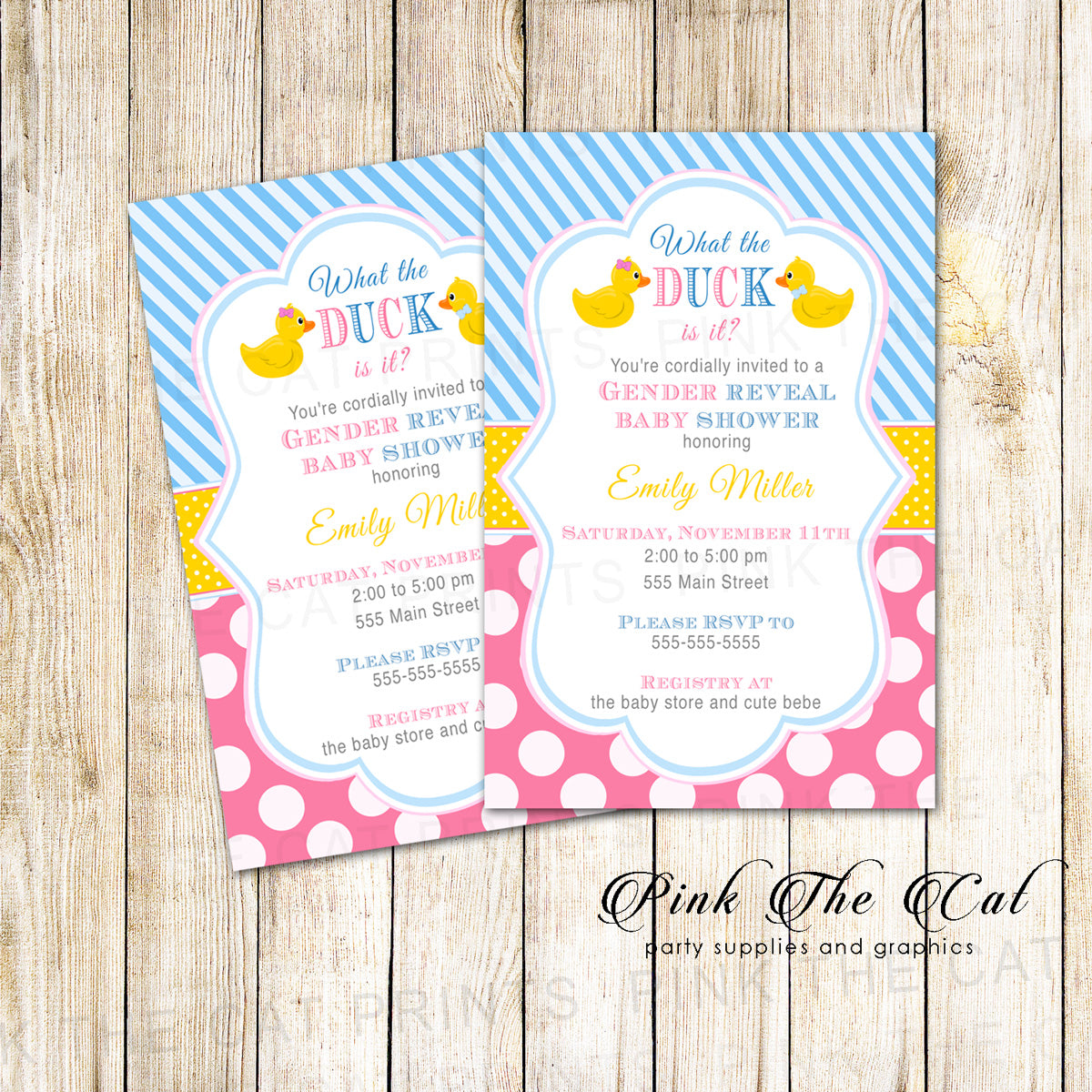 Rubber duck gender reveal baby shower invitation