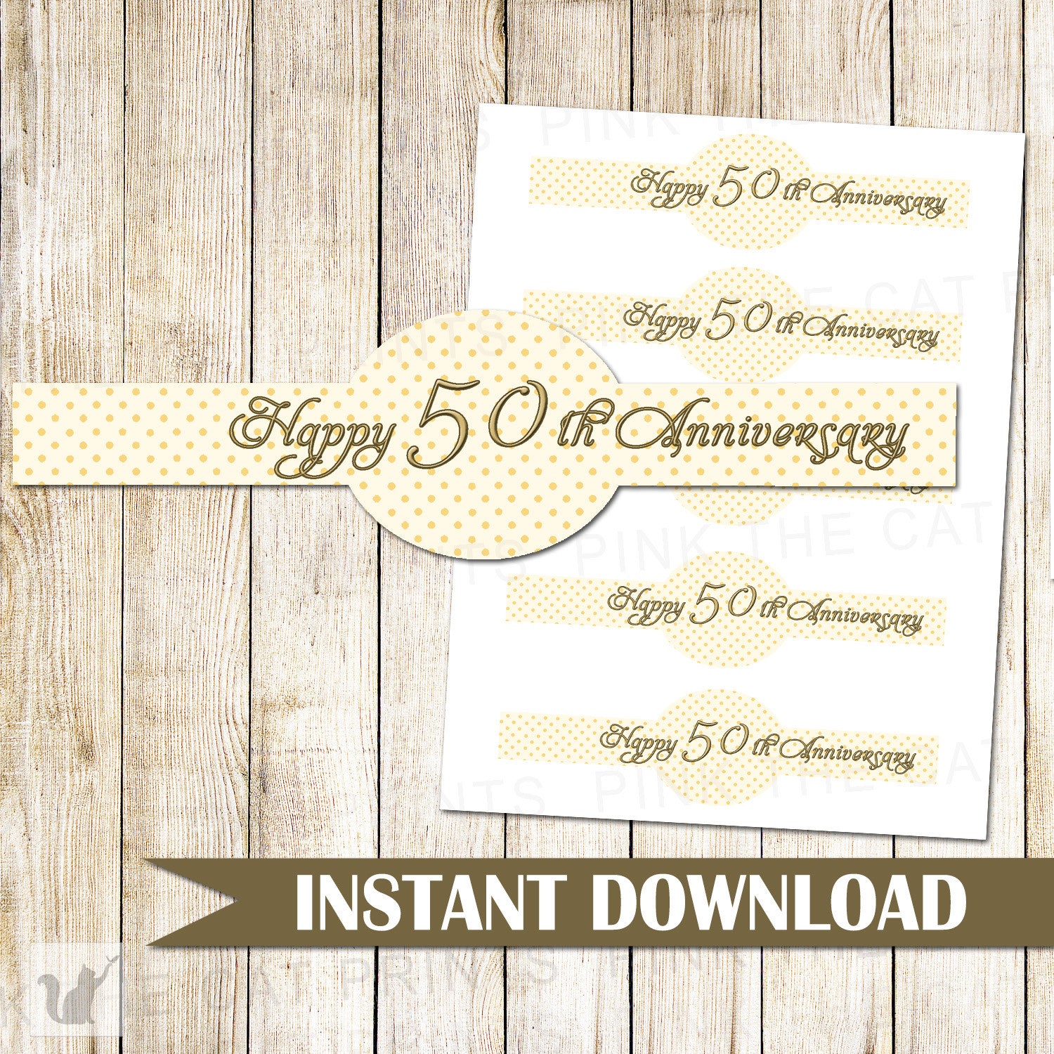 Gold 50th Wedding Anniversary Napkin Wrapper Holder