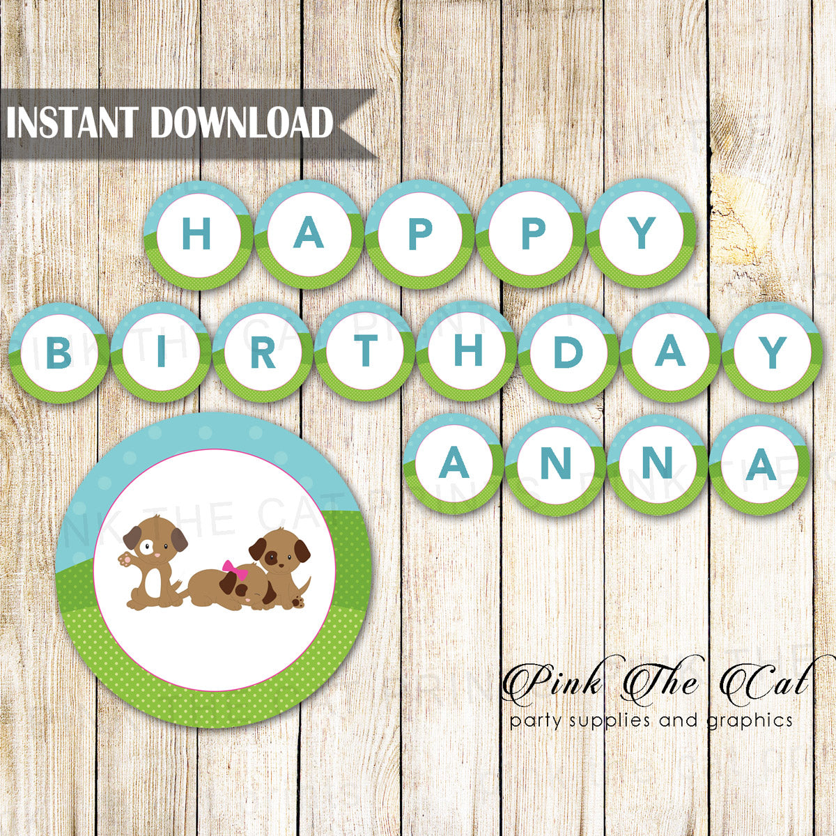 Pawty Puppy Happy Birthday Banner Kids Party Printable