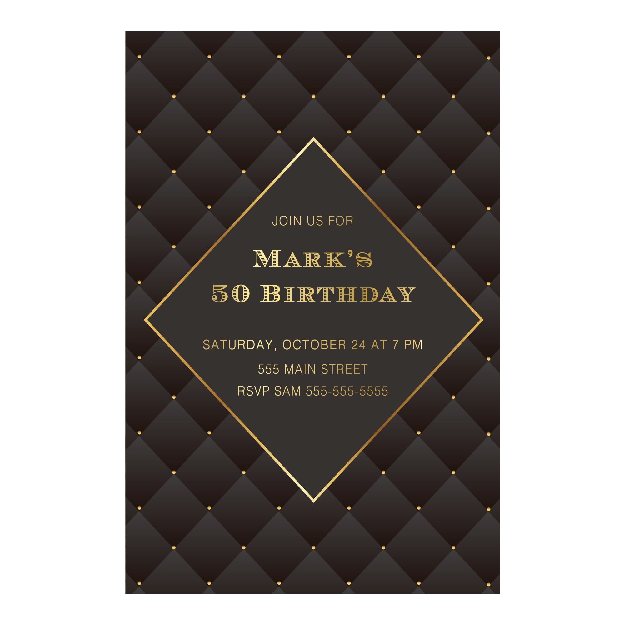 Adult birthday invitations black gold (set of 30)