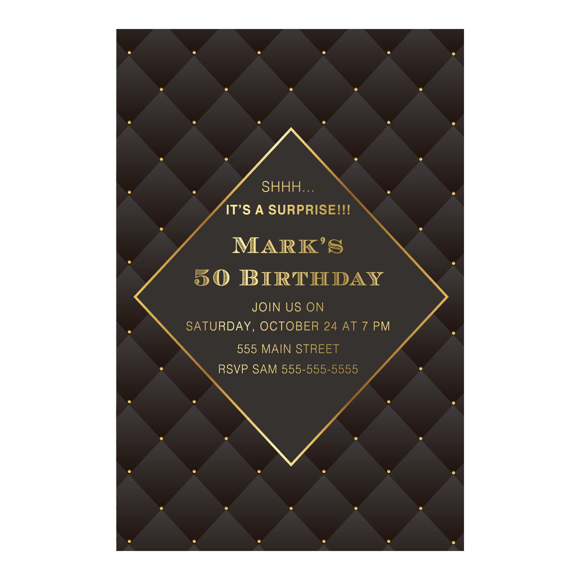 Adult birthday invitations black gold (set of 30)