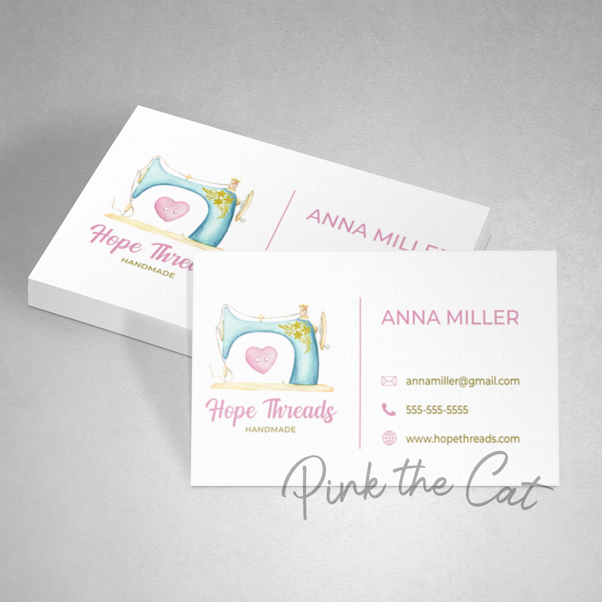 Premade button sewing business card