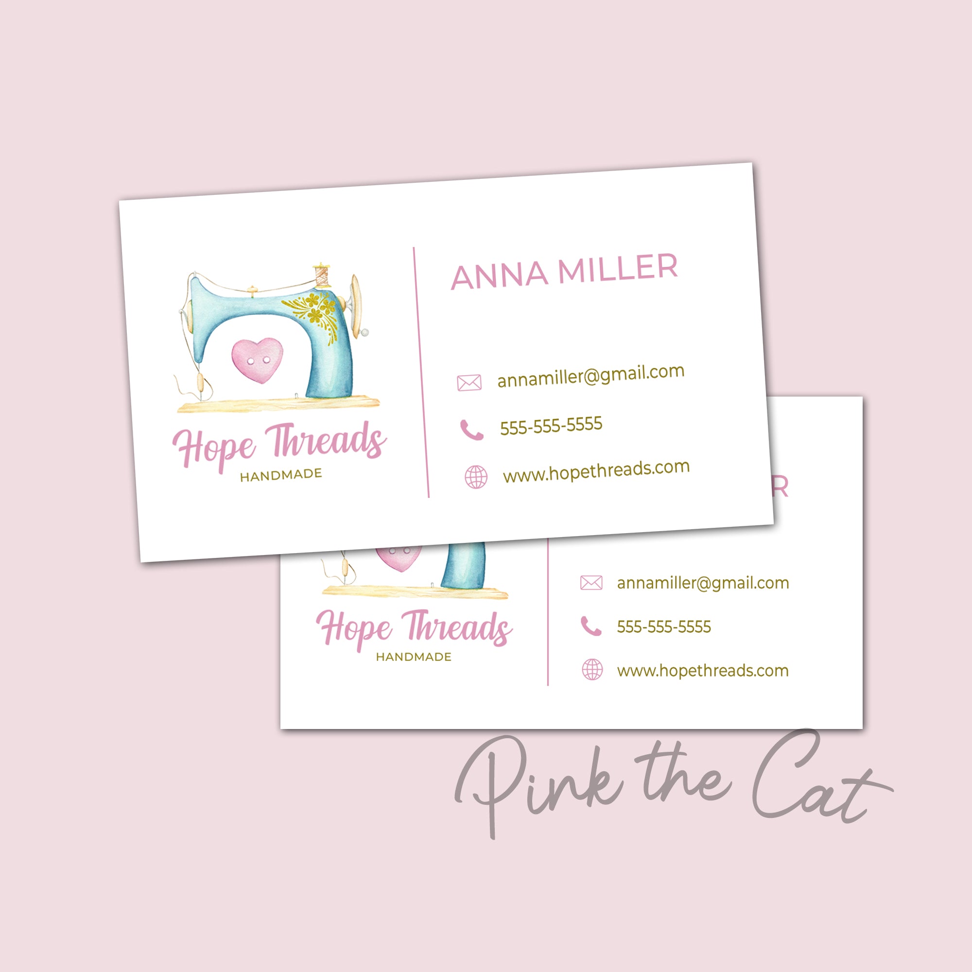 Premade button sewing business card