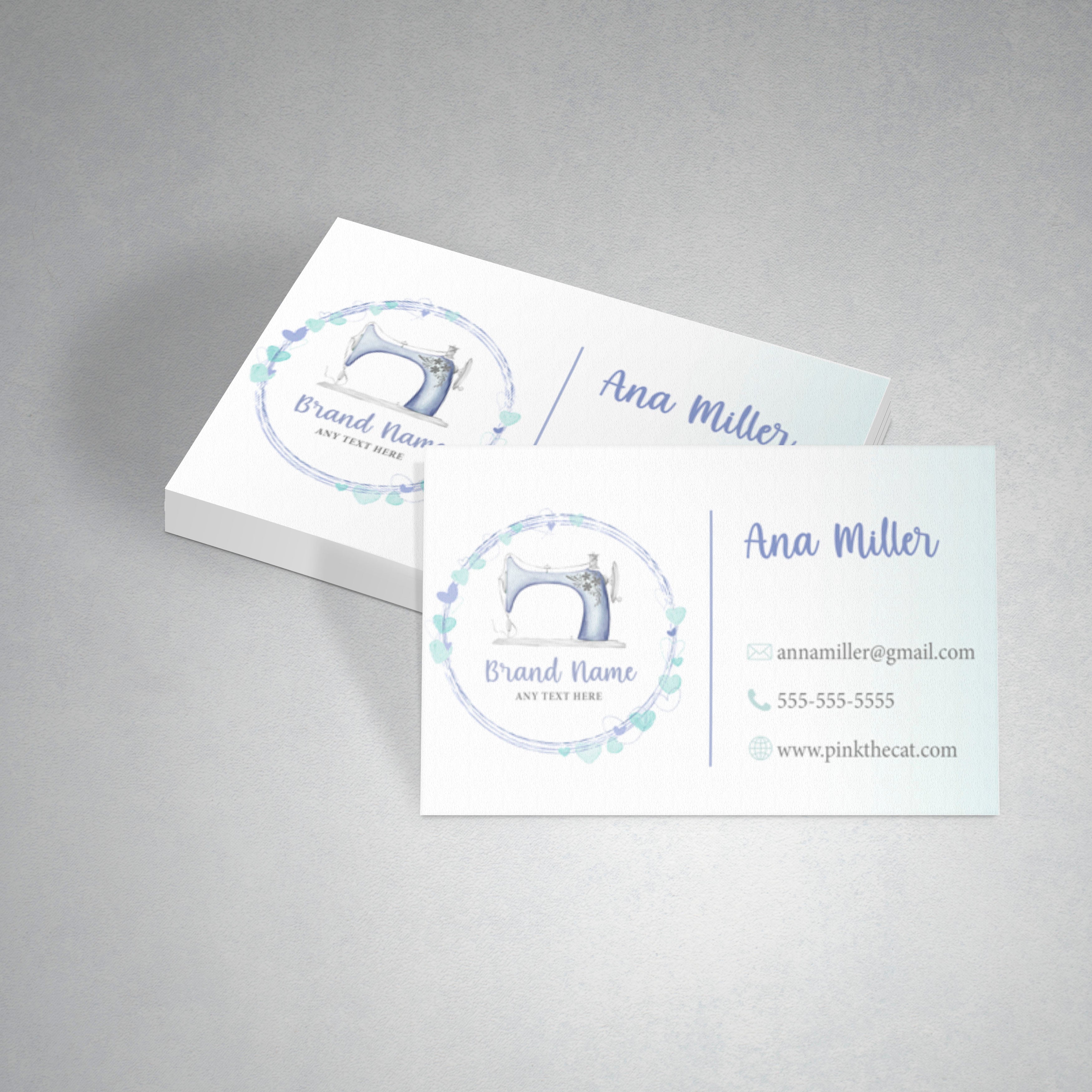 Premade hearts sewing business card