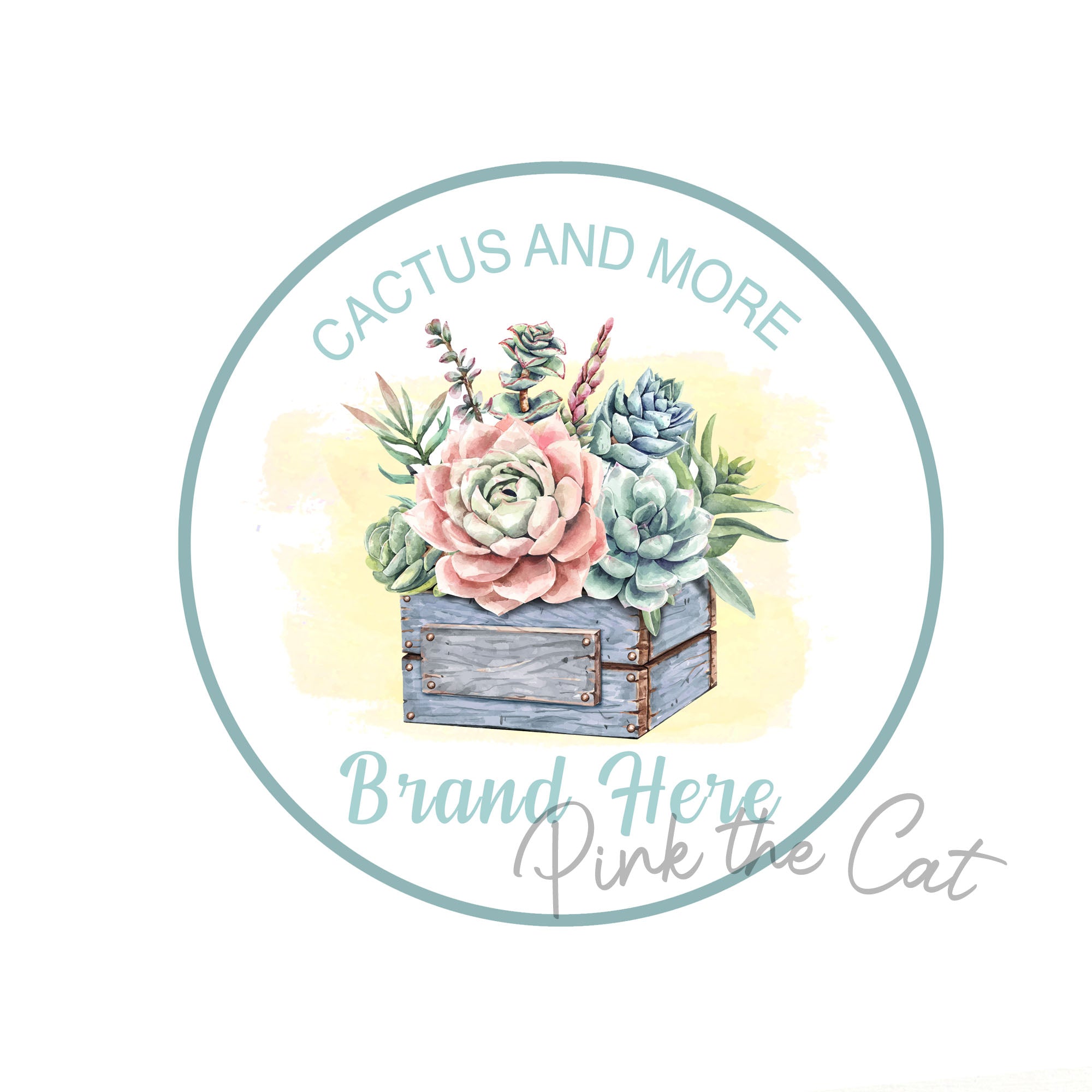Cactus succulent logo design watercolor