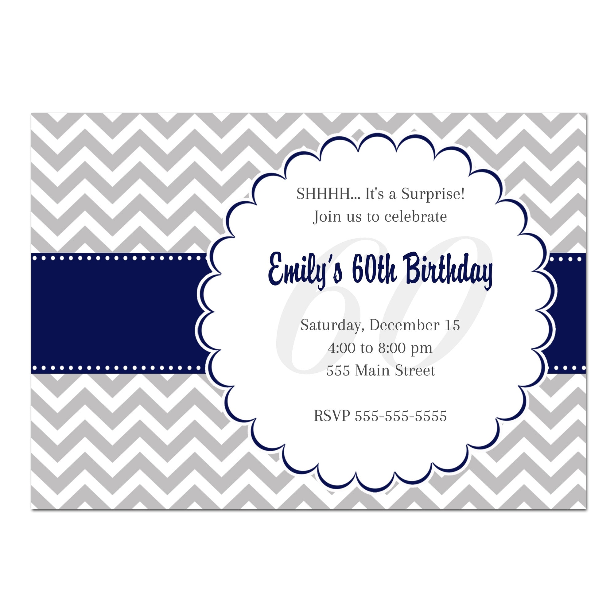 Adult birthday invitation silver printable