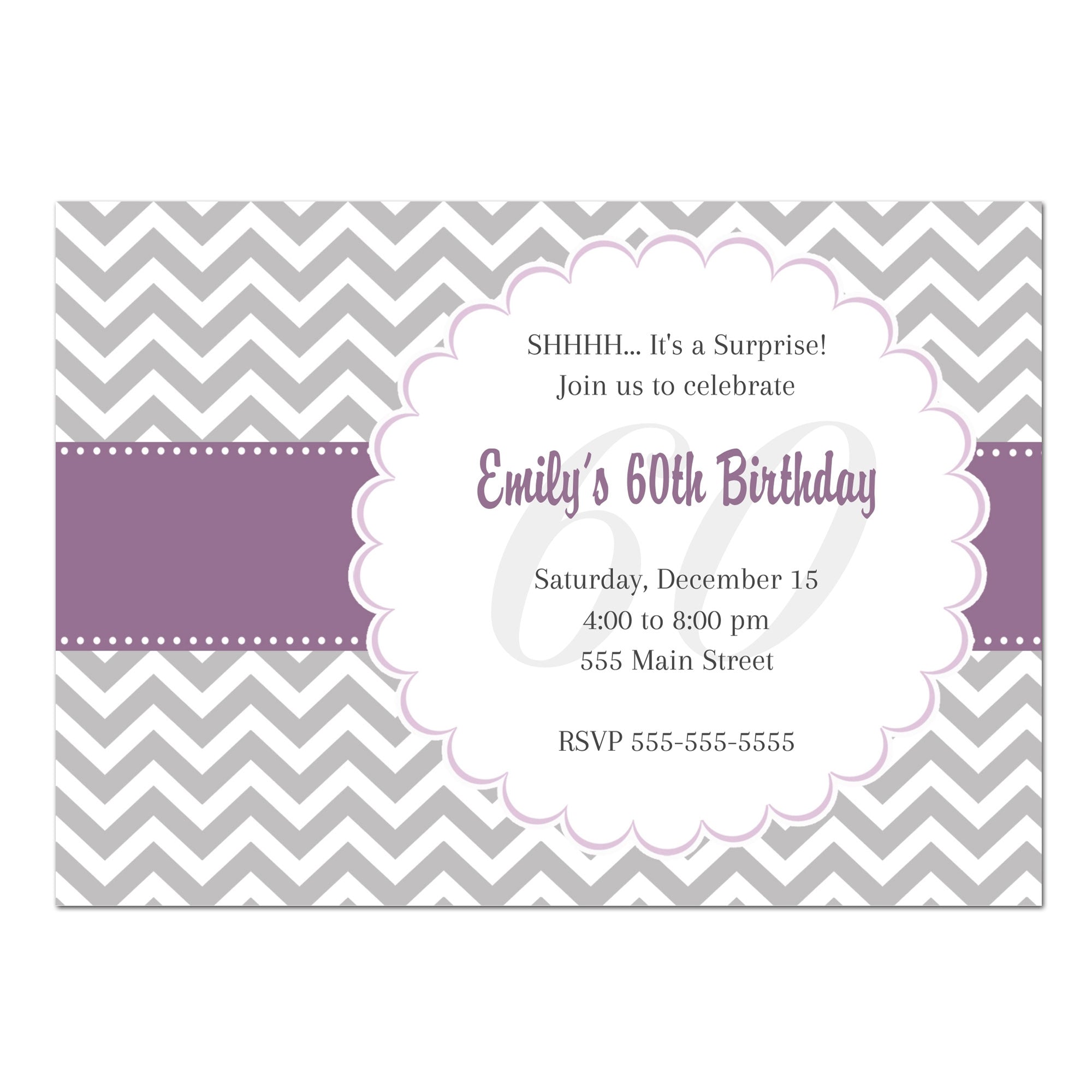 Adult birthday invitation silver printable