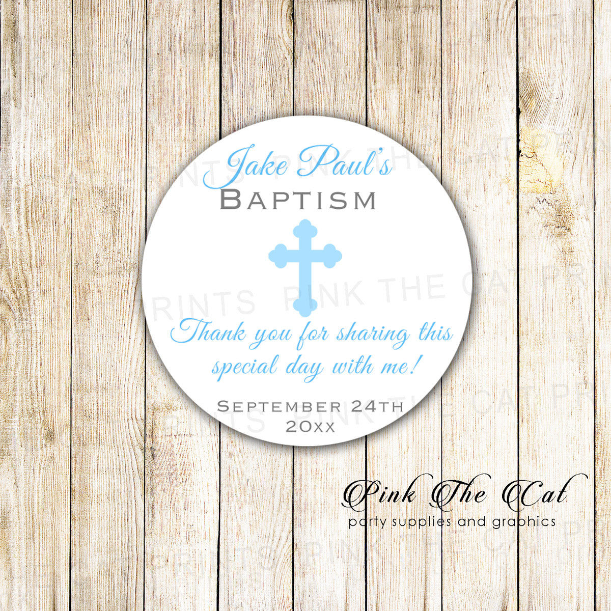 40 stickers blue boy christening baptism favor label 