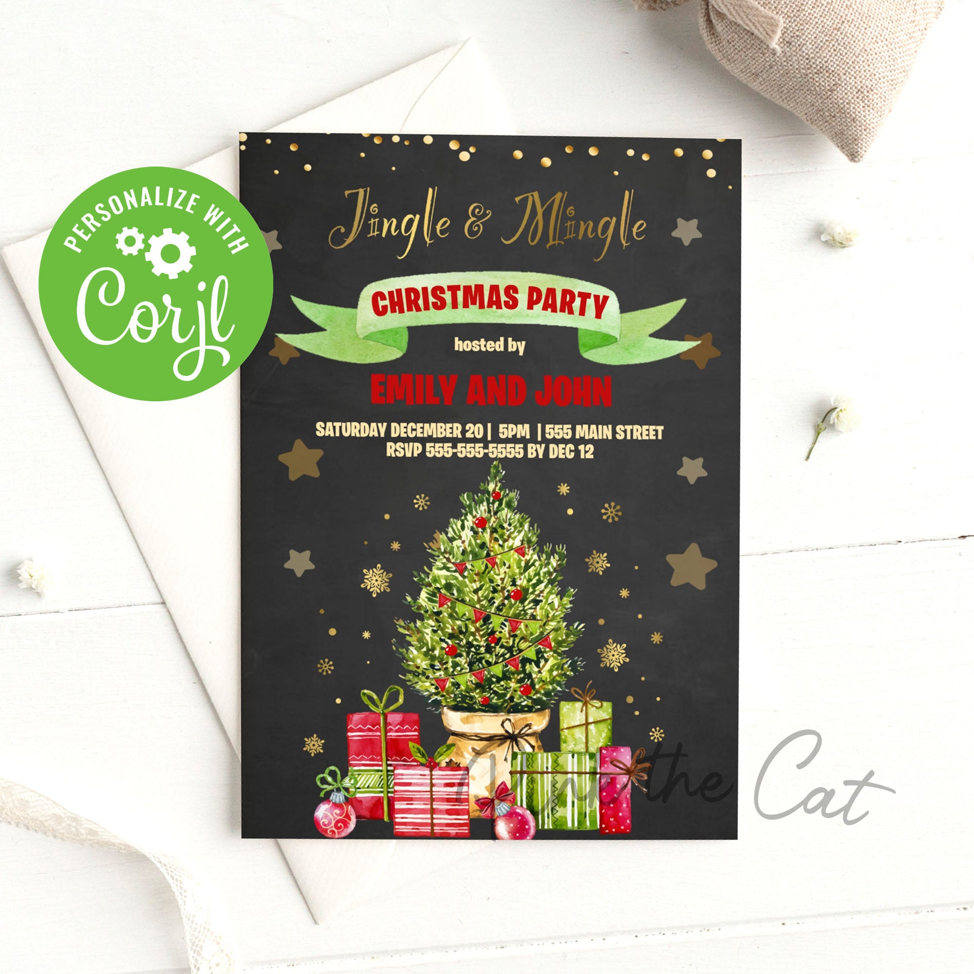 Christmas tree party invitation printable