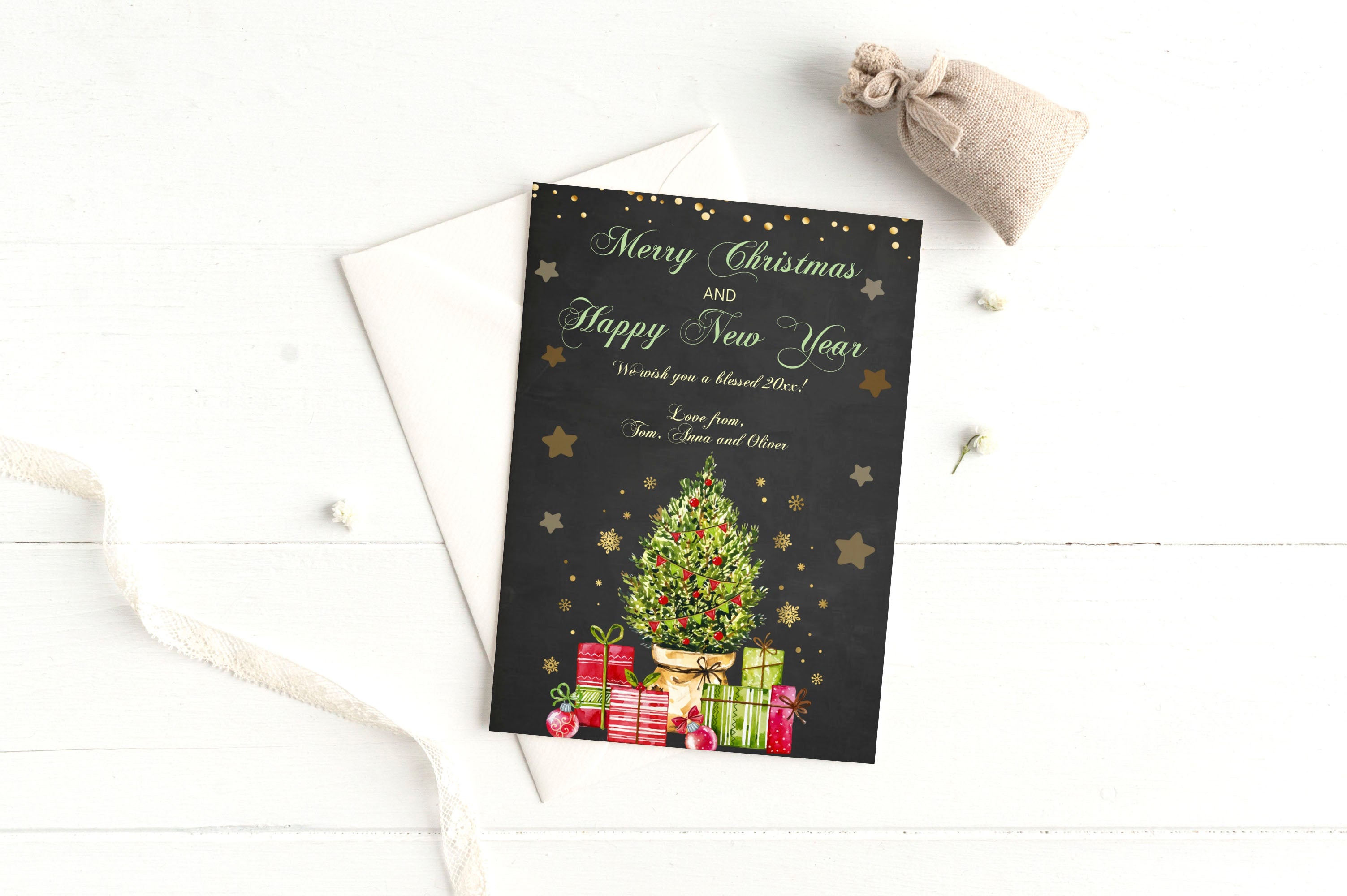 Christmas tree greeting card printable