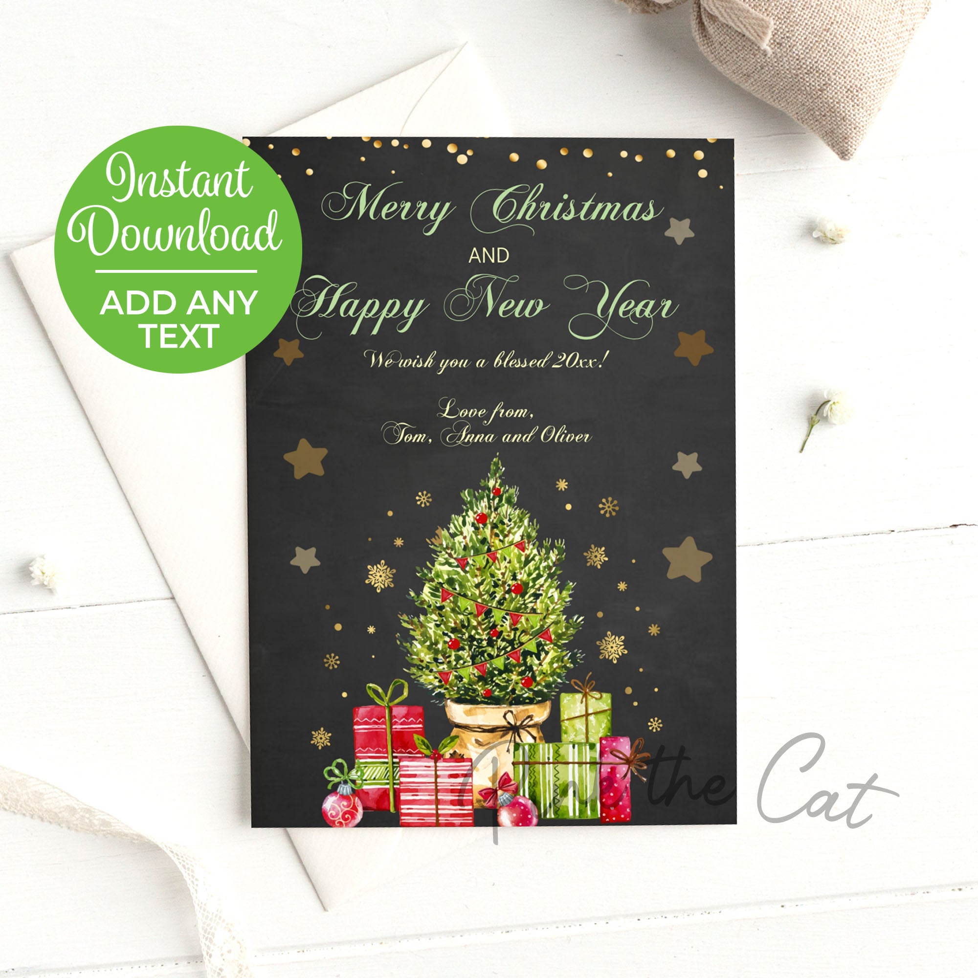 Christmas tree greeting card printable