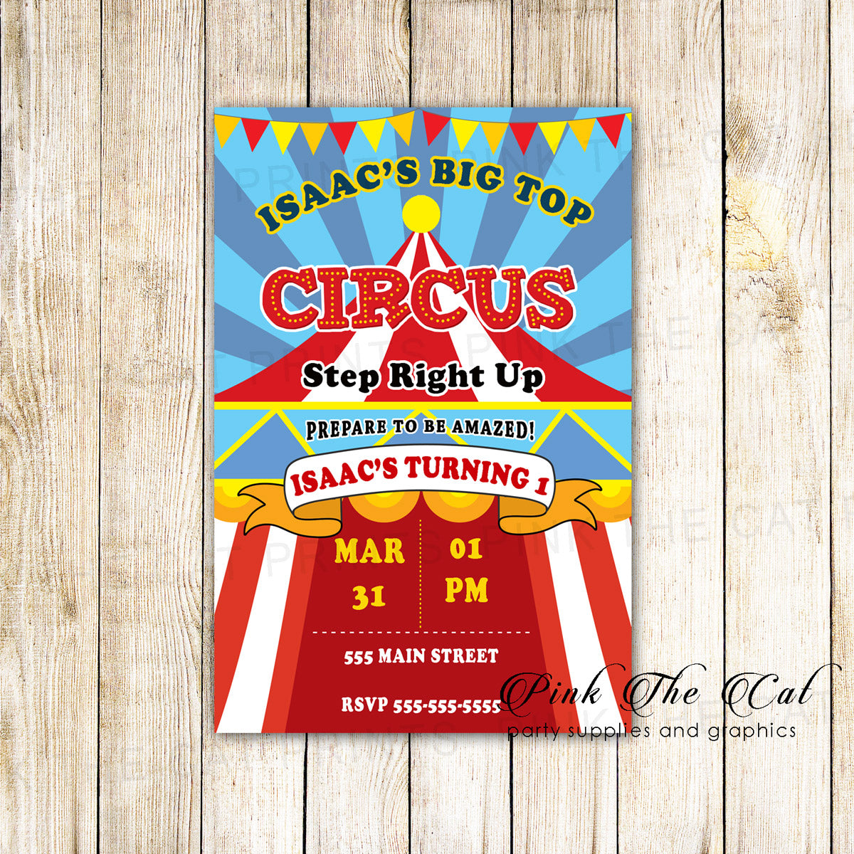 Circus Tent Carnival Kids Birthday Invitation Printable