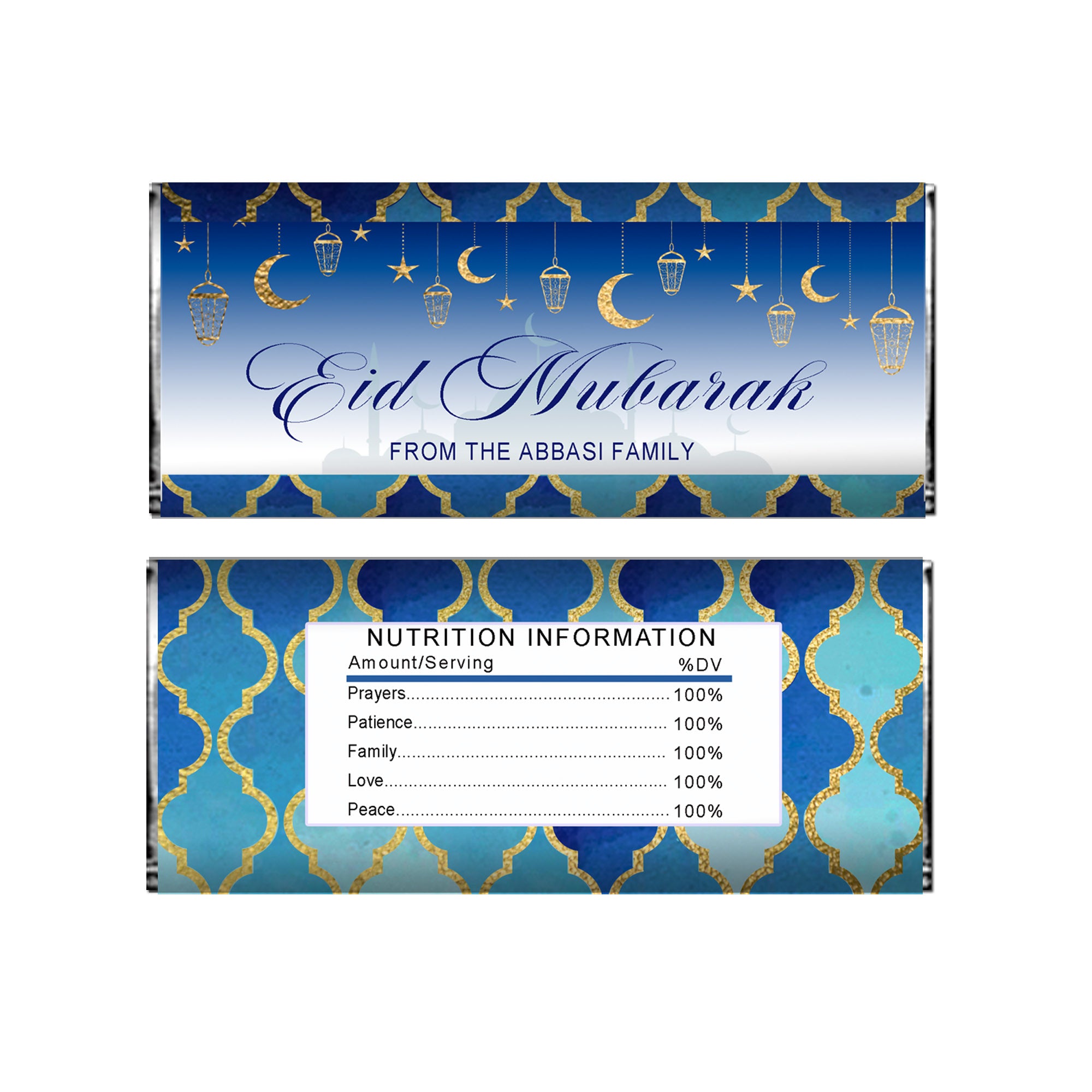 Eid mubarak gold blue candy bar