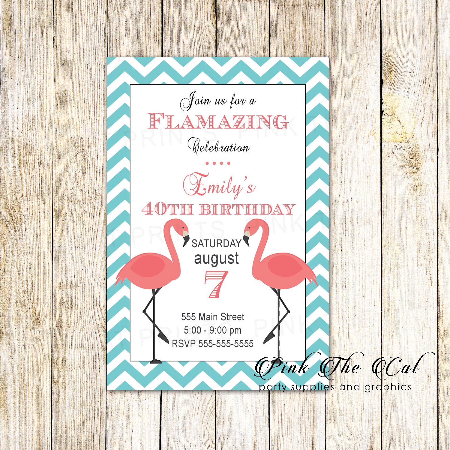 30 Invitations Adult Birthday Bridal Shower Flamingo