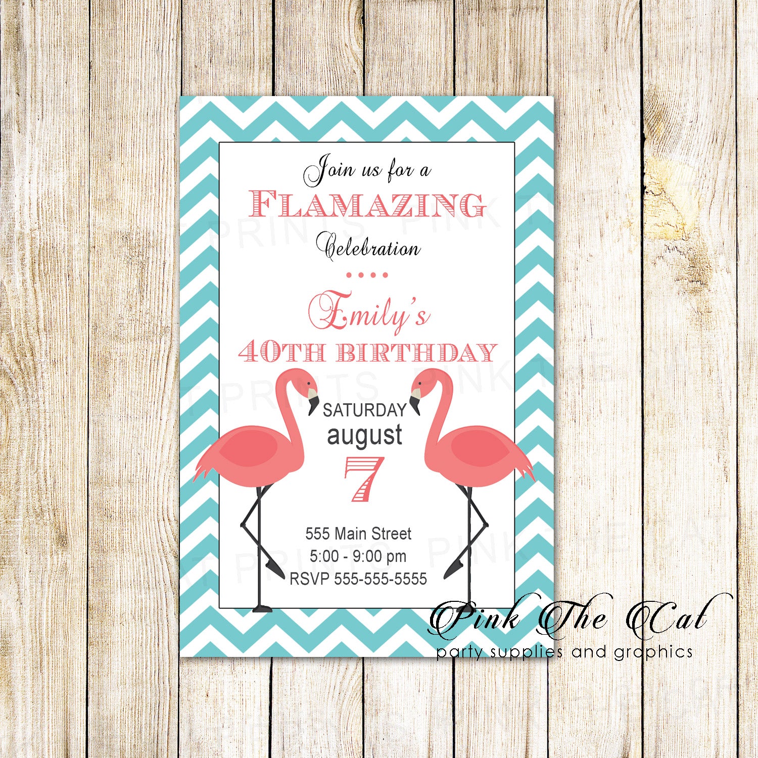 30 Invitations Adult Birthday Bridal Shower Flamingo