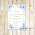 Floral anniversary invitation blue gold printable
