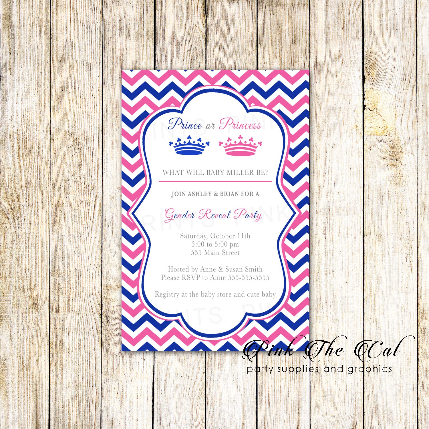 30 invitations baby shower gender reveal prince princess