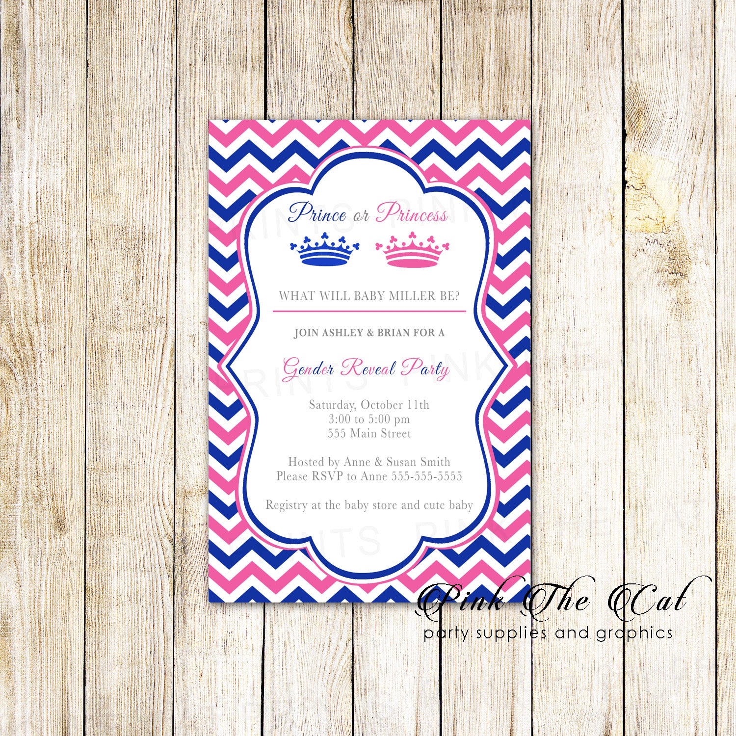 30 invitations baby shower gender reveal prince princess