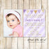 Glitter gold lavender invitation girl birthday photo card printable