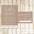 Lace Rustic Wedding Invitation & RSVP Card