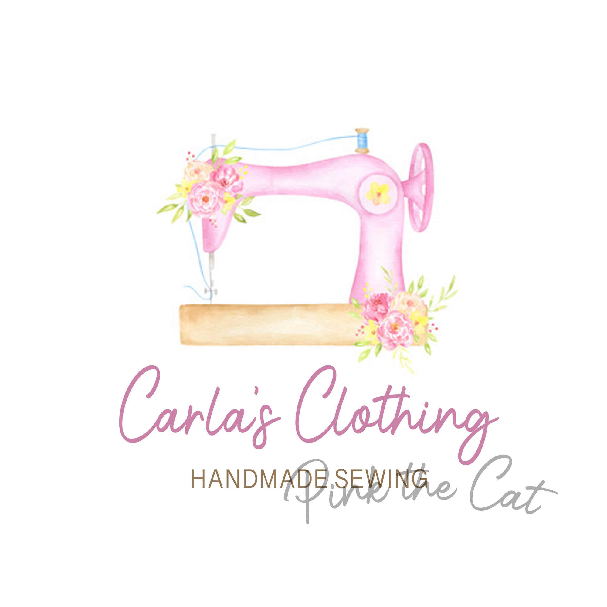 Premade pink sewing logo design