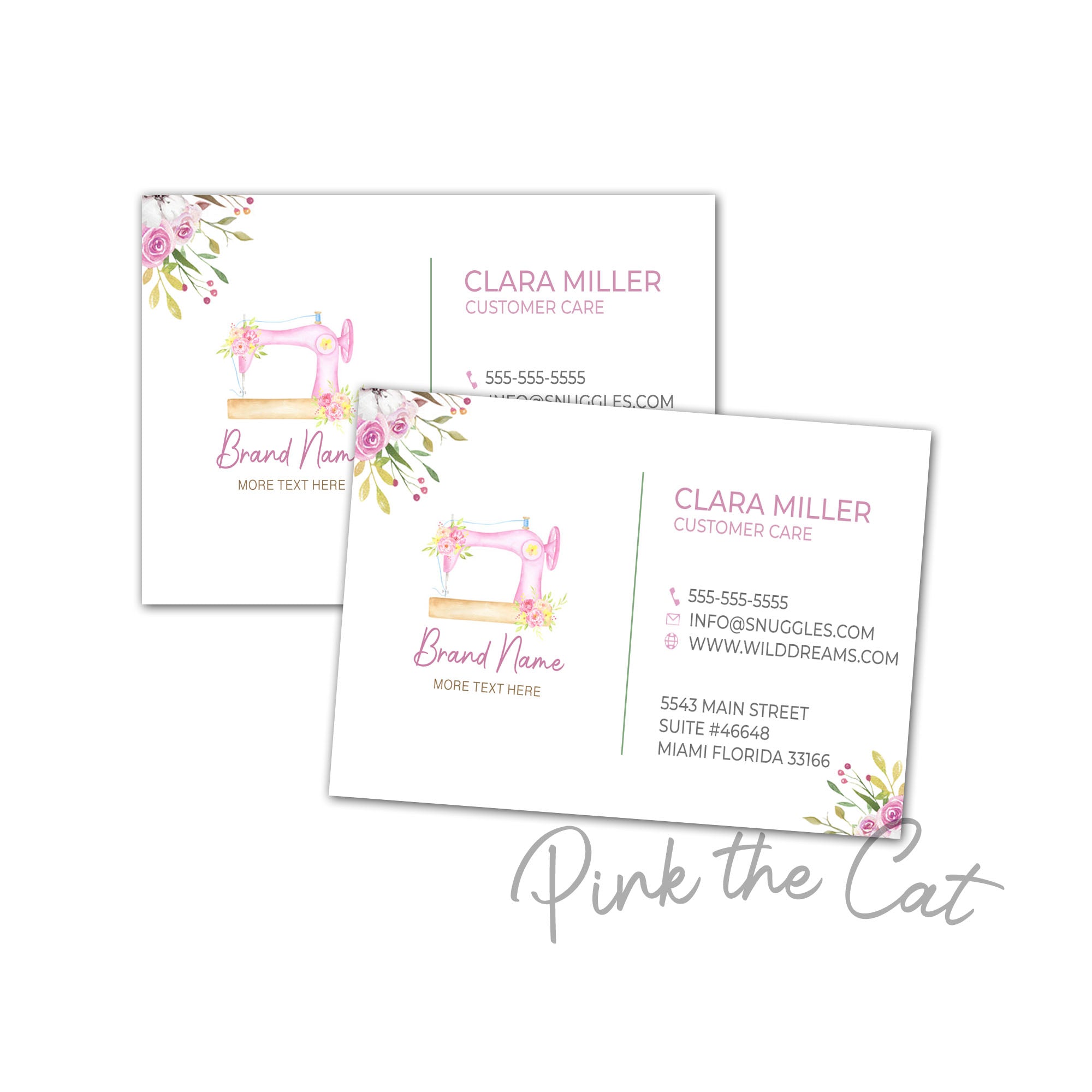 Premade pink sewing business card