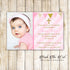 Girl Baptism Christening Photo Invitation Pink Gold Printable