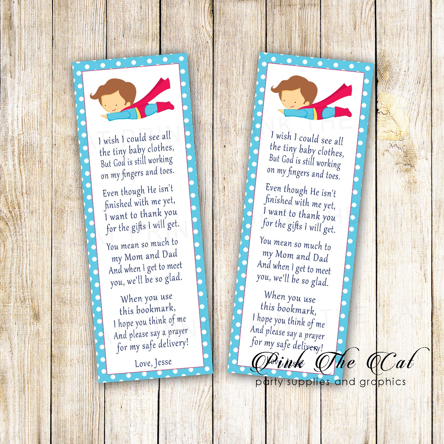 25 Superhero bookmarks baby shower favors for boys personalized