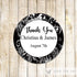 Black White Swirl Favor Label Sticker Gift Tag Wedding Bridal Shower