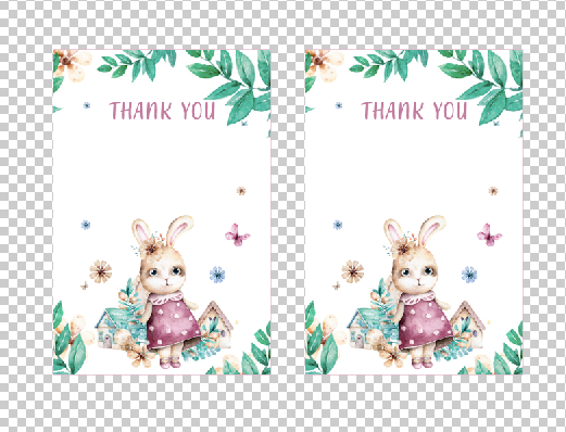 Bunny watercolor thank you card editable
