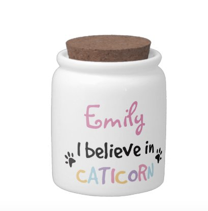 I believe in caticorn candy jar