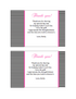 Black White Stripes Thank You Card Note Baby Shower Birthday