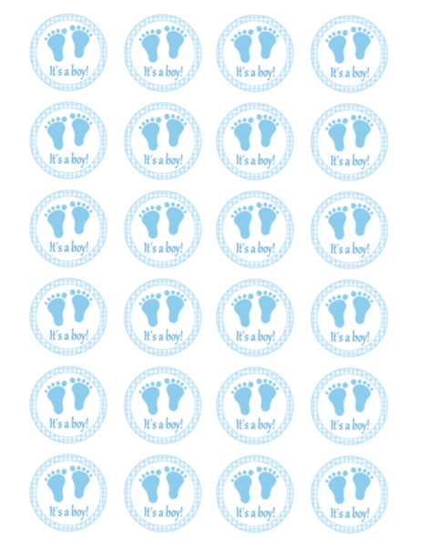 Blue Gingham Favor Label Its A Boy Stickers Baby Boy Shower