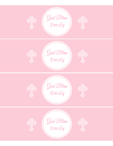 Baptism Christening Bottle Label Wrapper Pink
