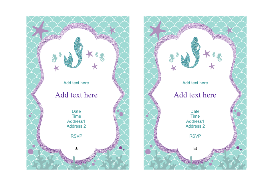 Mermaid quinceañera birthday invitation purple teal printable