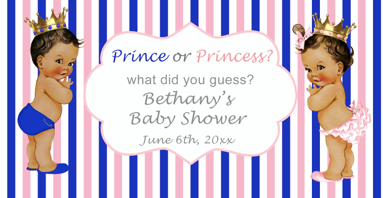 Candy wrappers princess prince gender reveal printable