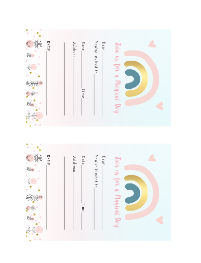 Boho Rainbow Invitation Fill In Blanks Printable