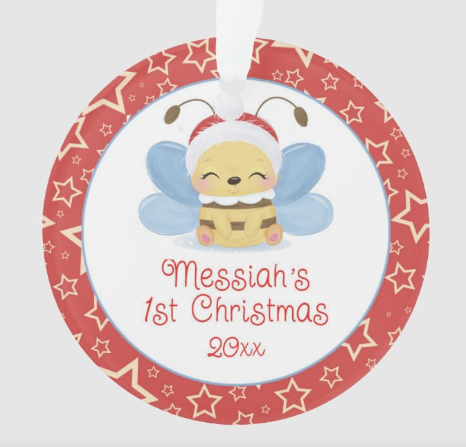 Baby bee christmas tree ornament