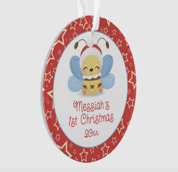 Baby bee christmas tree ornament