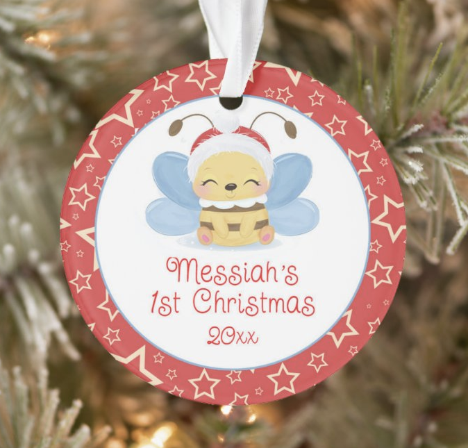 Baby bee christmas tree ornament