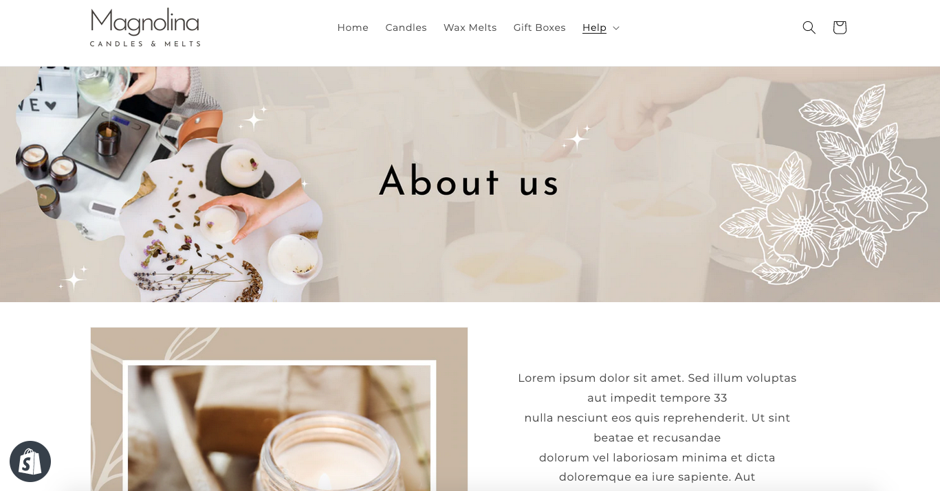 Candles and wax melts website