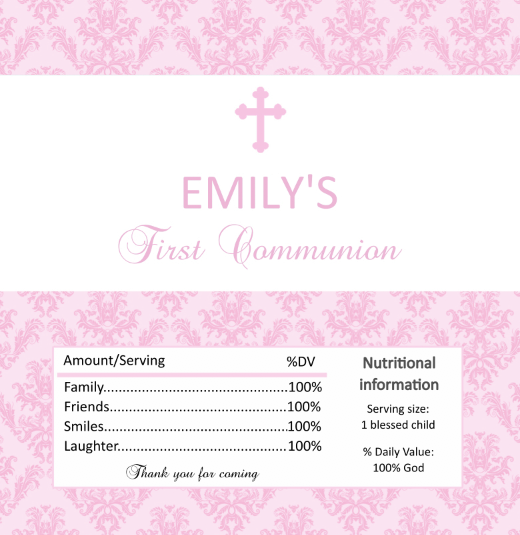 Candy wrappers girl communion or baptism
