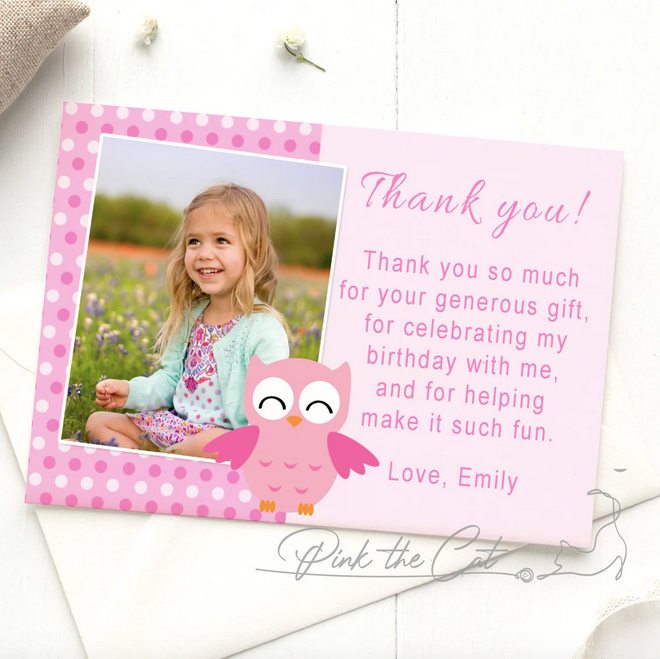 Owl thank you card