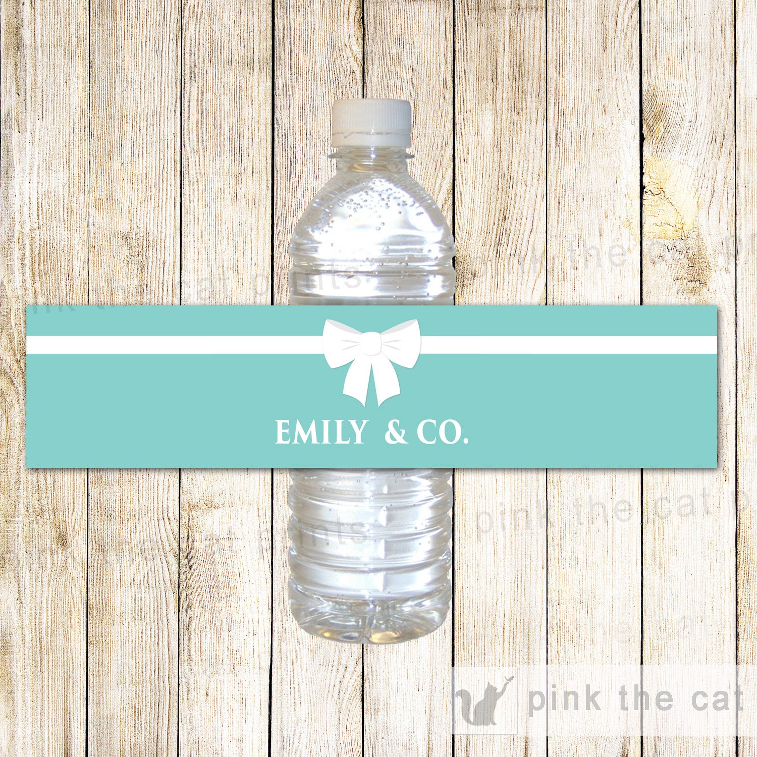 Bottle Labels Birthday Bridal Baby Shower Teal Ribbon