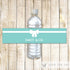 Teal Bottle Label Wrapper Birthday Baby Bridal Shower Ribbon