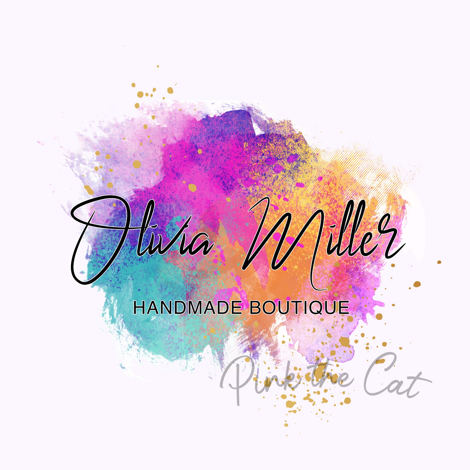 Abstract watercolor orange gold logo personalized