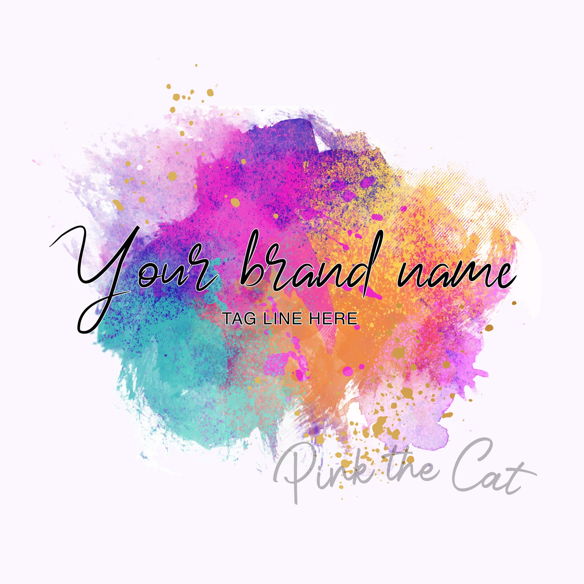Abstract watercolor orange gold logo personalized